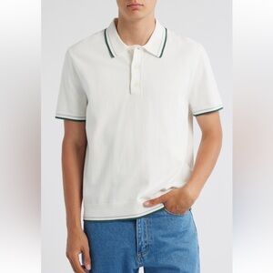 Wax London White Polo Shirt with Green Accents